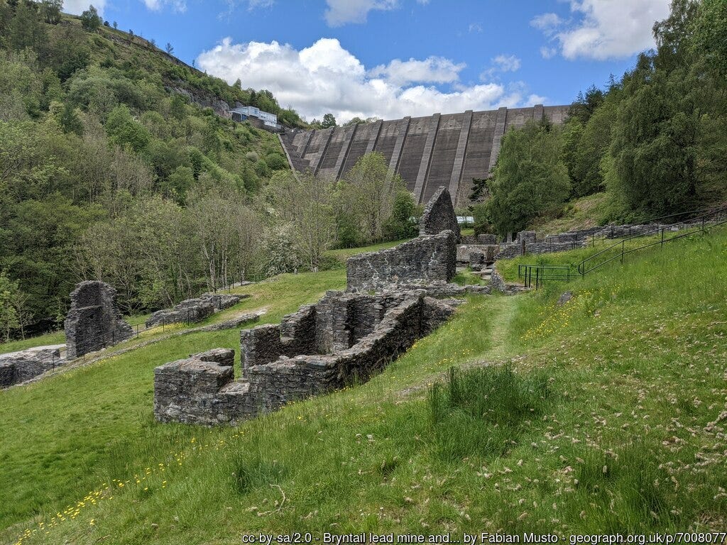 Clywedog Dam and Bryntail Lead Mine