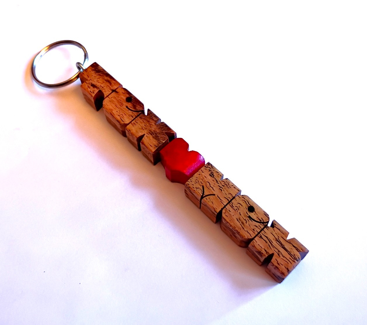 Bocote Wood Name Keychain: TEX❤MEX