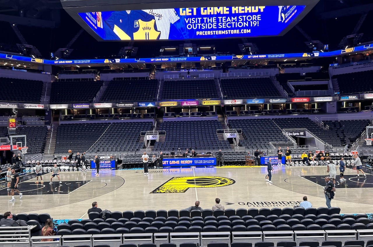 The Pacers' City Edition court for the 2023-24 season. The Pacers' City Edition court for the 2023-24 season.