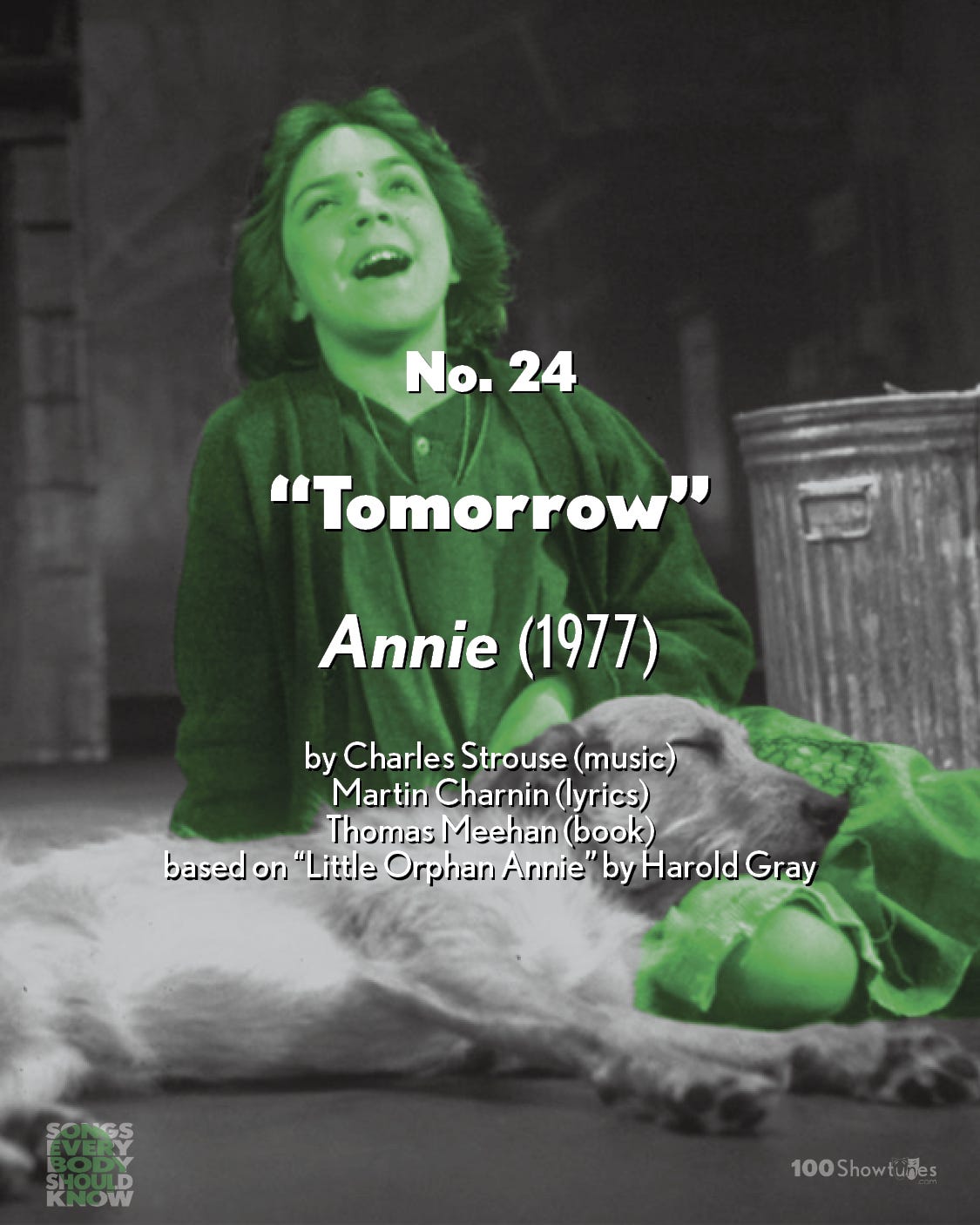 A tinted photo of Andrea McArdle in the original Broadway production of Annie by Charles Strouse, Martin Charnin, and Thomas Meehan 