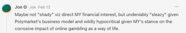 Slow Boring subscribers react to Yglesias's heel-turn on online gambling. 