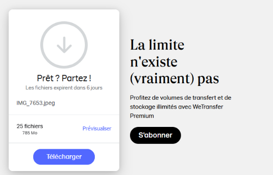 Pub wetransfer "la limite n'existe (vraiment) pas"