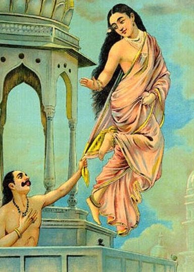 Image of a man begging a beautiful woman to stay