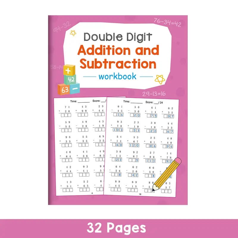32 pages math practice workbook kids addition subtraction - Temu United  Kingdom