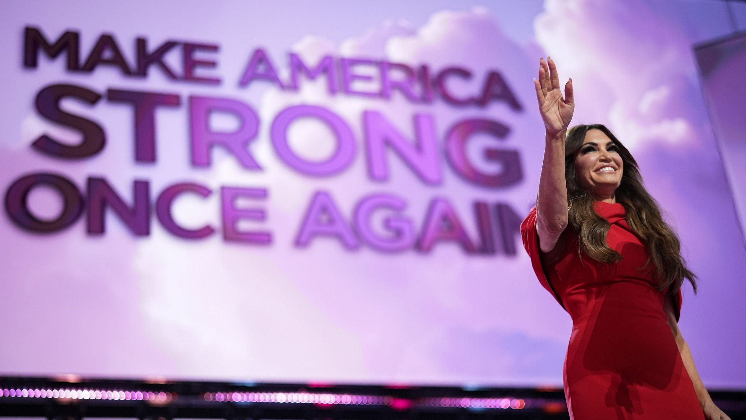 Kimberly Guilfoyle appears on stage at the Republican National Convention in Milwaukee, Wisconsin, on July 17.