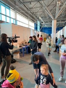 A view inside the MoldExpo, where about 100 Ukrainian refugees live permanently because they cannot afford passage to other countries / credit: Fergie Chambers