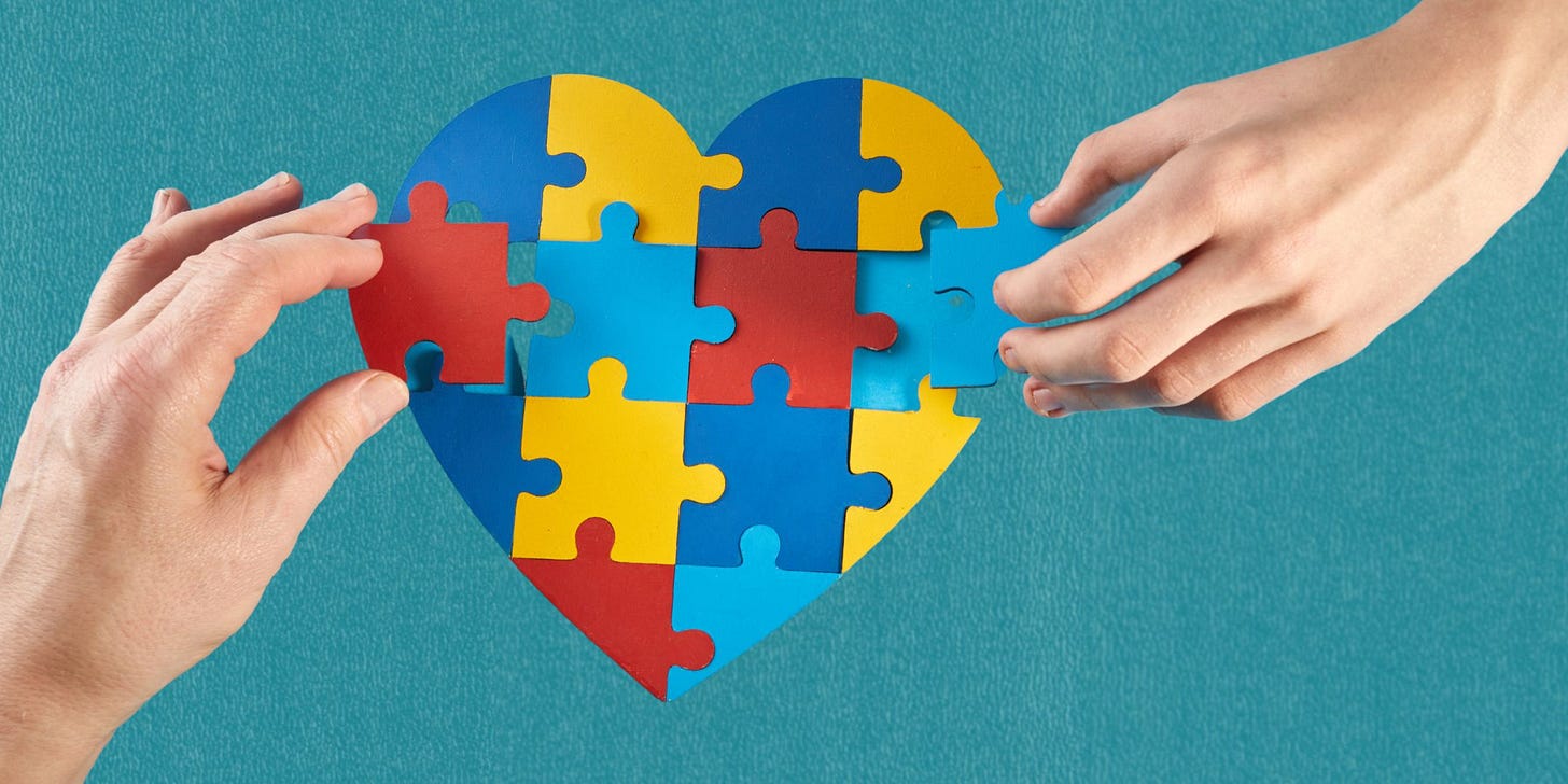 Empathy - two people connected through the heart