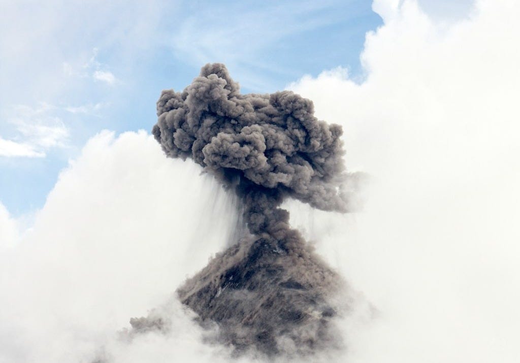 time lapse photography of volcano eruption