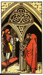 The 3 of Pentacles from the Rider Waite Smith tarot The 3 of Pentacles from the Rider Waite Smith tarot