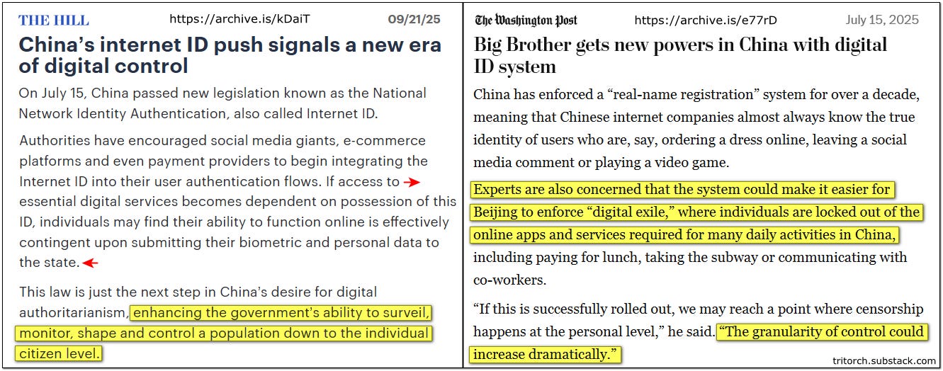 China's internet ID push signals new era of internet control - The Hill | Big Brother gets new powers in china with Digital ID system The Washington Post