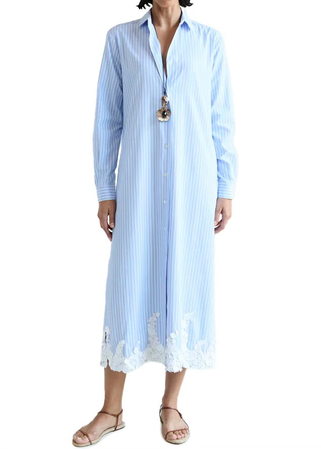 cotton shirt dress amazon Amazon Essentials blue and white striped shirt dress review