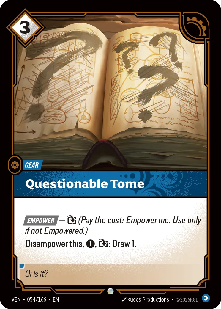 VEN-054 Questionable Tome Card - Riftbound TCG