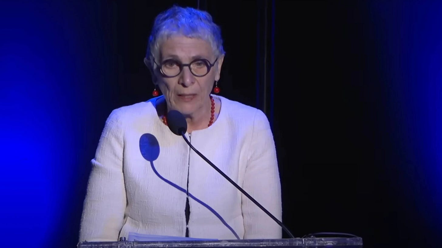 Melanie Phillips speaks at the 'Rage Against the Hate' conference at the Museum of Jewish Heritage in New York City, on 27 October 2025 (Screengrab/X)