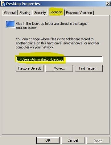 location property of the desktop folder 2 location property of the desktop folder