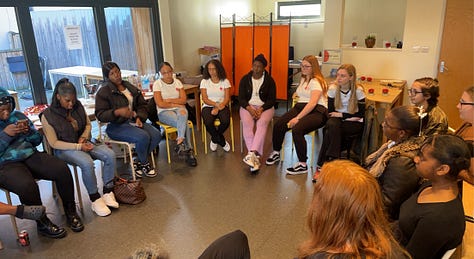 Images of girls from Sister System and StopWatch during the pampering and story-sharing sessions