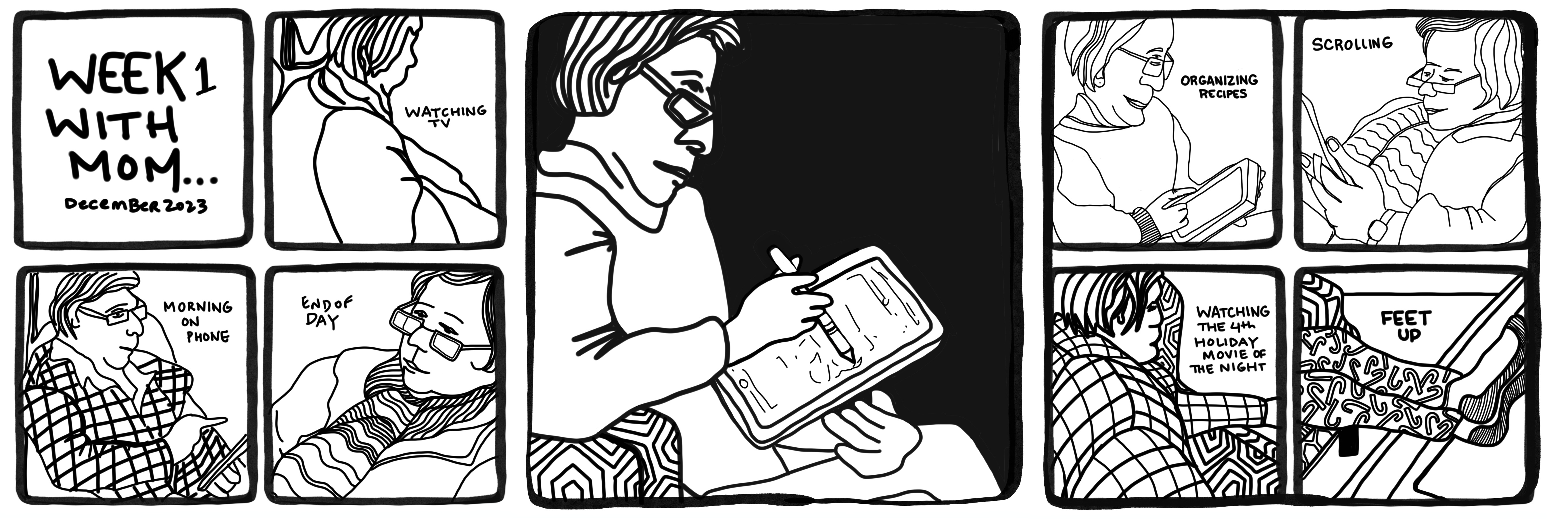 Digital sketches of a woman 