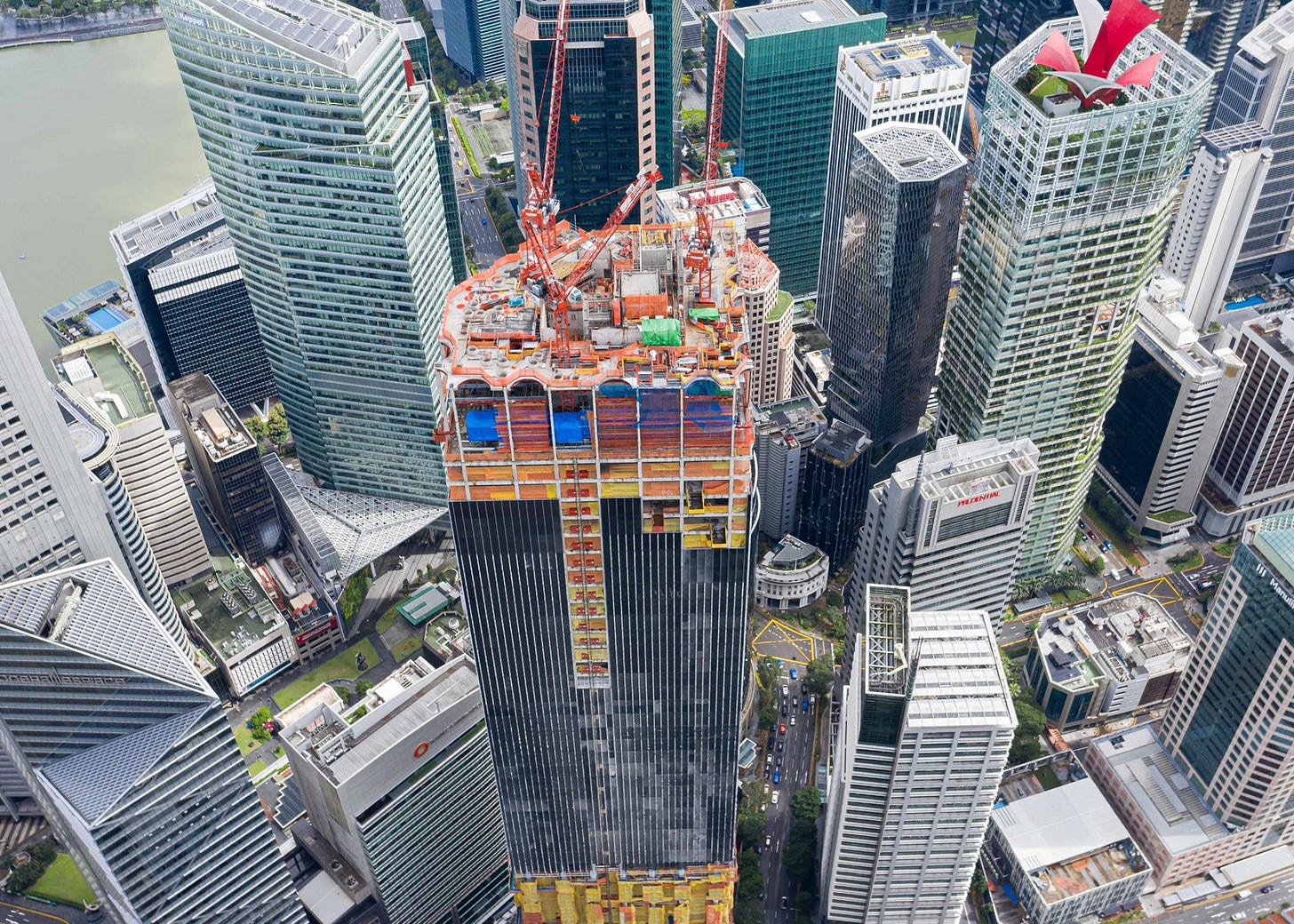CapitaSpring with about 75% of the overall construction completed.