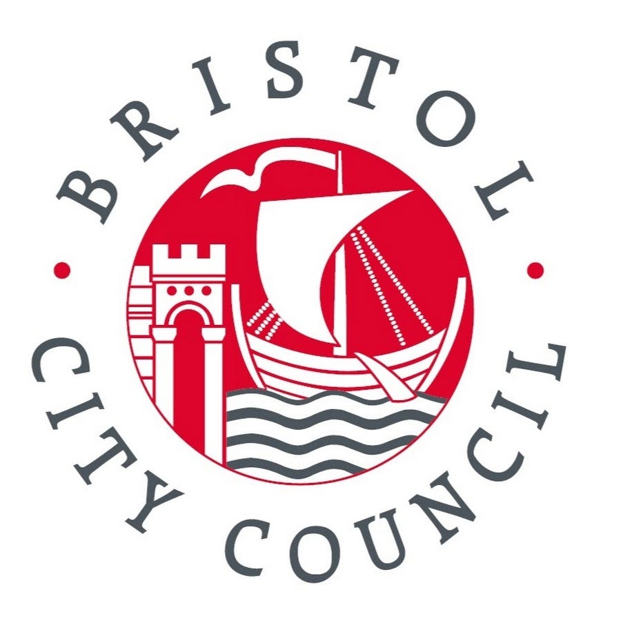 Official Bristol City Council crest, featuring a castle, sailing ship, gull, and wavy water within a red circular seal, bordered by the text "Bristol City Council." Official Bristol City Council crest, featuring a castle, sailing ship, gull, and wavy water within a red circular seal, bordered by the text "Bristol City Council."