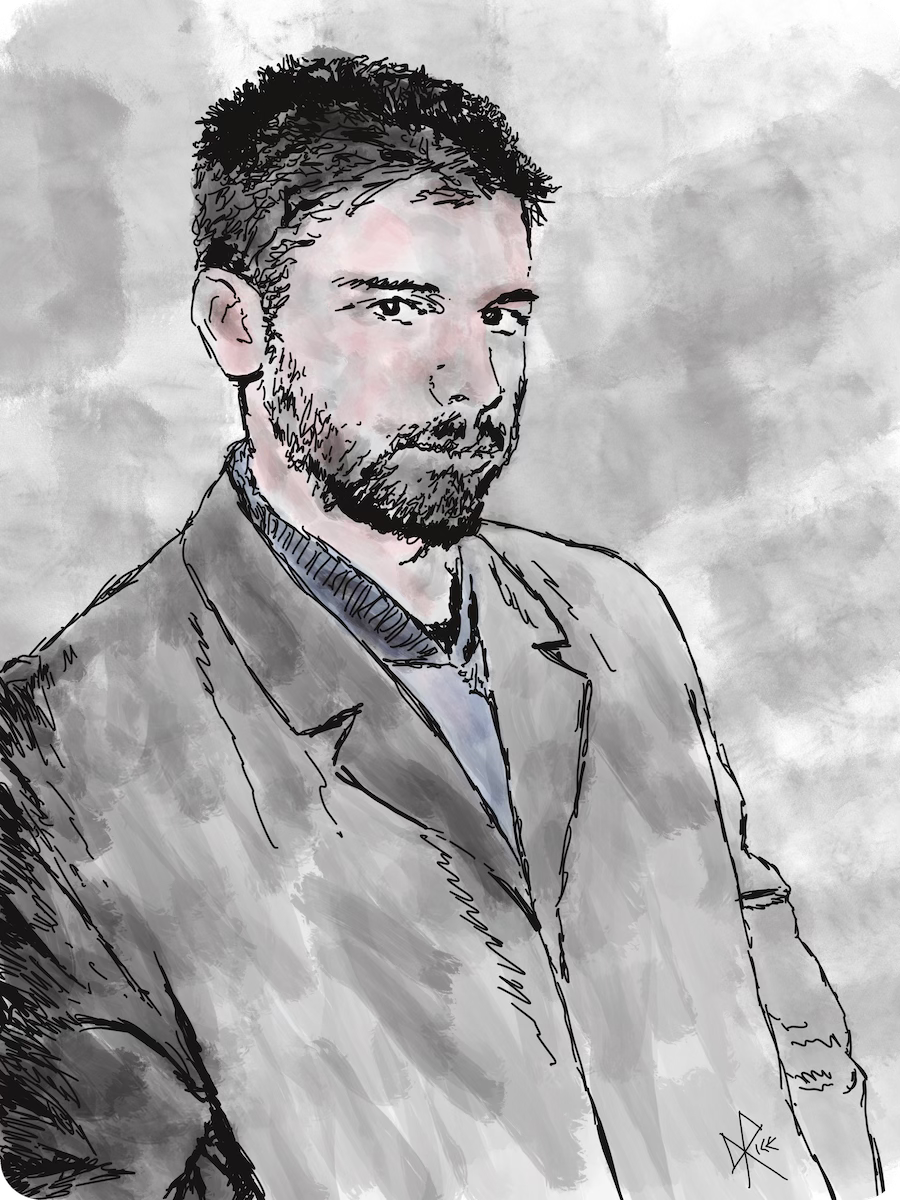 Young man in a trenchcoat. Sketch art by Don Rice. Young man in a trenchcoat. Sketch art by Don Rice.
