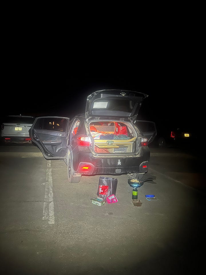 Heatin up pasta in the chaco parking lot.