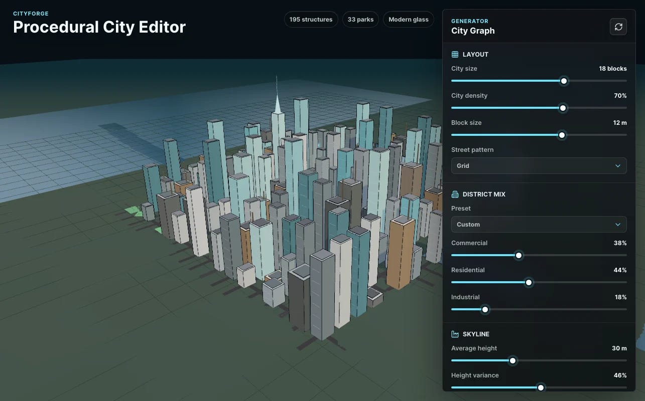 Procedural City Generator app screenshot