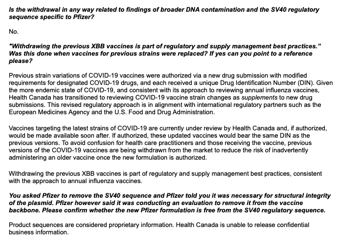 Pfizer confirmed presence of SV40 promoter in vaccine manufacturing ...
