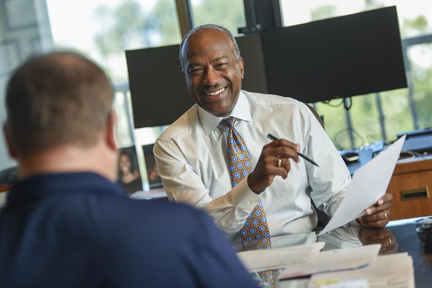 UC Davis Chancellor Gary May in his office