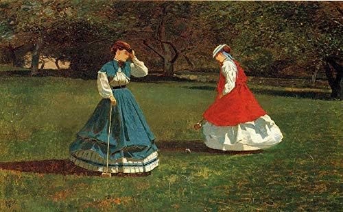 Oil Painting Hand Painted $80-$3000 by College Teachers - Wall Paintings on Canvas - 10 Famous Wall Art - A Game of Croquet women playing in park Winslow Homer -03 Oil Painting Hand Painted $80-$3000 by College Teachers - Wall Paintings on Canvas - 10 Famous Wall Art - A Game of Croquet women playing in park Winslow Homer -03