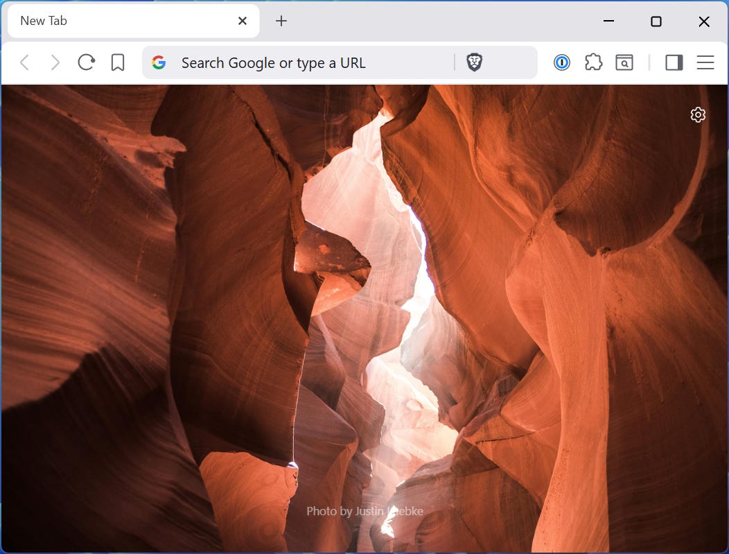 A minimal Brave browser on Windows 11.