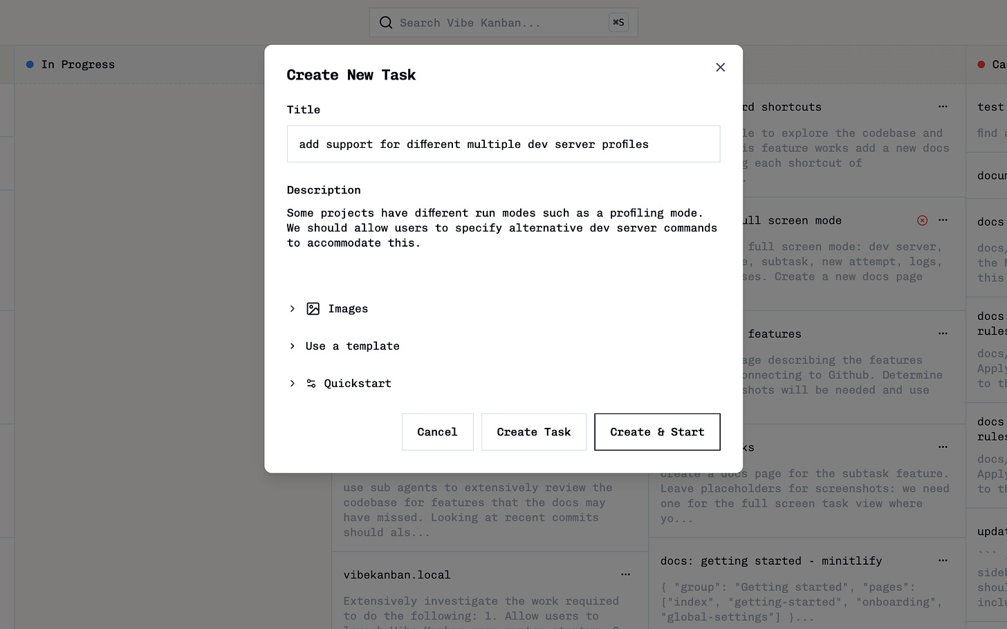 Task creation interface showing Add Task button and form fields
