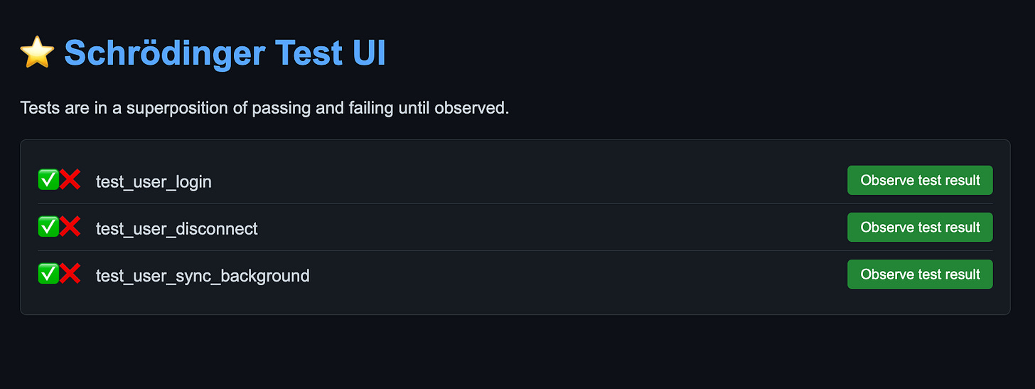 Schrödinger Test UI.