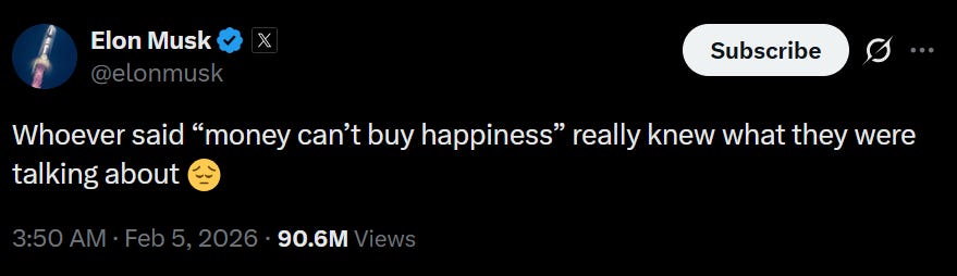 Но номинально состояние Маска всё равно перевалило за $800 млрд. Он даже в Твиттере успел немножко попонторезить а-ля «ох ребятушки, знали бы вы, как тяжко жить с почти триллионом баксов, вы не представляете…» Но номинально состояние Маска всё равно перевалило за $800 млрд. Он даже в Твиттере успел немножко попонторезить а-ля «ох ребятушки, знали бы вы, как тяжко жить с почти триллионом баксов, вы не представляете…»