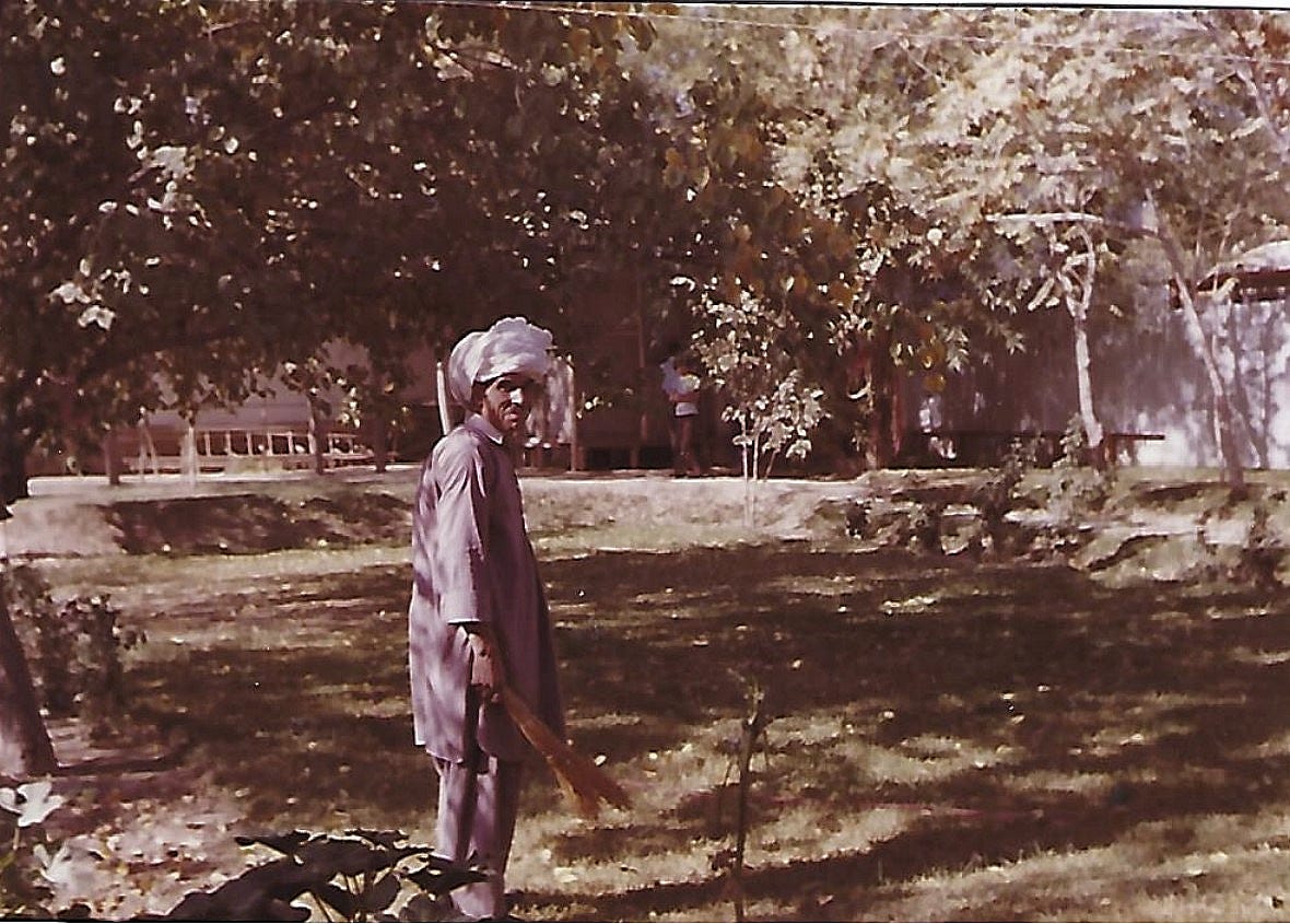 This is a picture of our gardener, who used a broom to sweep up leaves in the yard rather than a rake! This is a picture of our gardener, who used a broom to sweep up leaves in the yard rather than a rake!