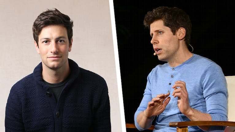 Thrive's Josh Kushner, left, and OpenAI CEO Sam Altman. Photos via Thrive Capital and Getty.