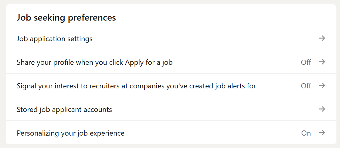 job seeking preferences on LinkedIn job seeking preferences on LinkedIn