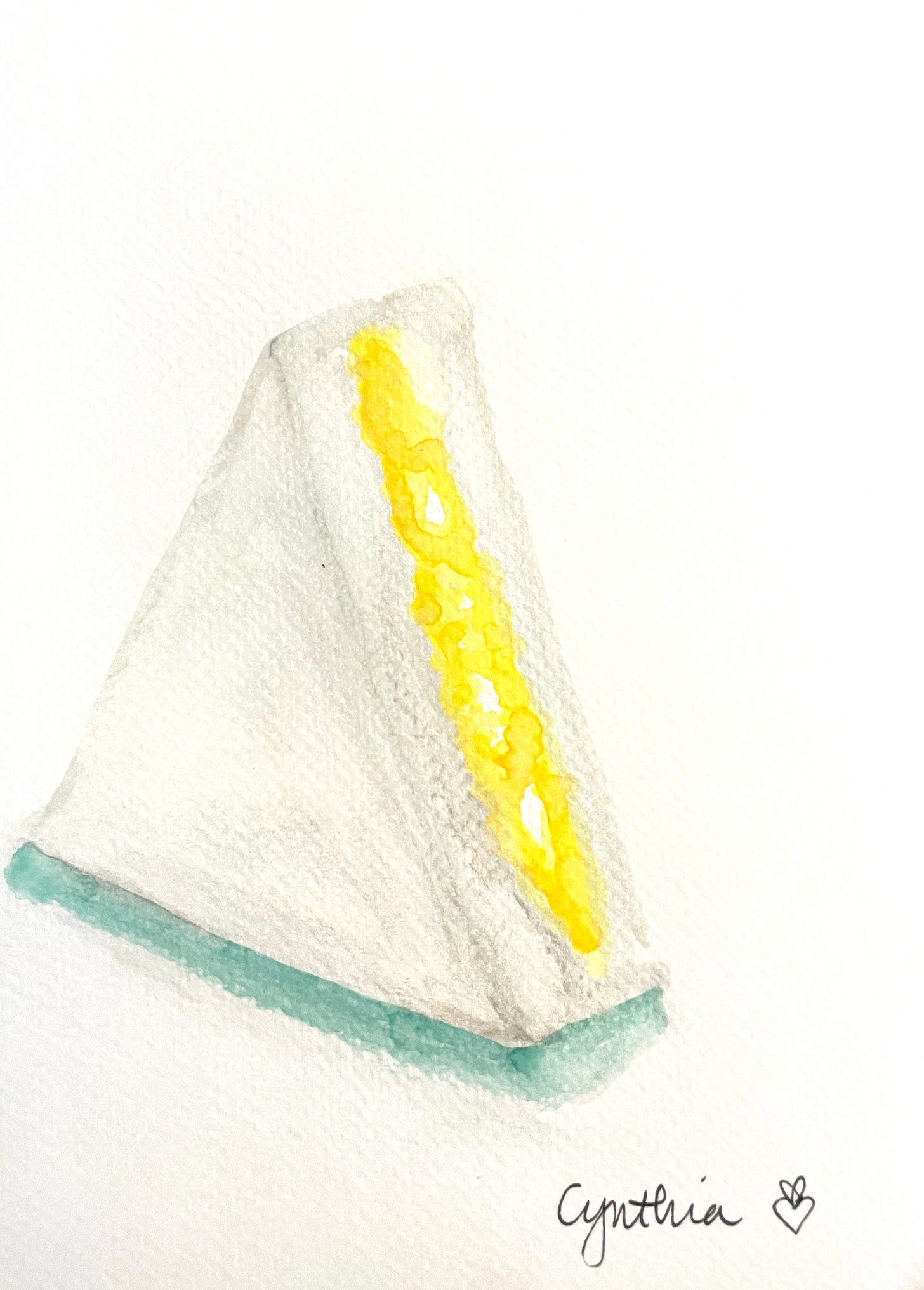 Cynthia Morris watercolor painting Tokyo egg salad sandwich 