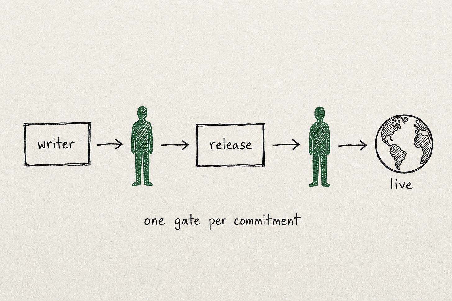 The Staged Pipeline: one gate per commitment