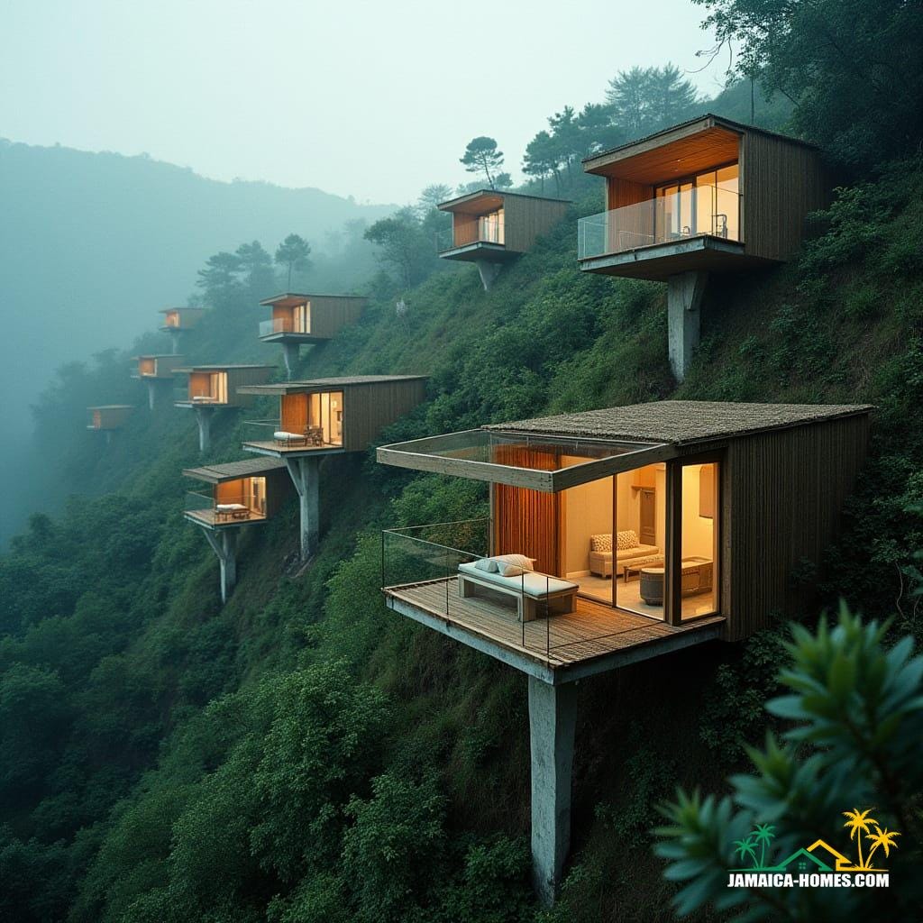 Bamboo home on hill in Jamaica
