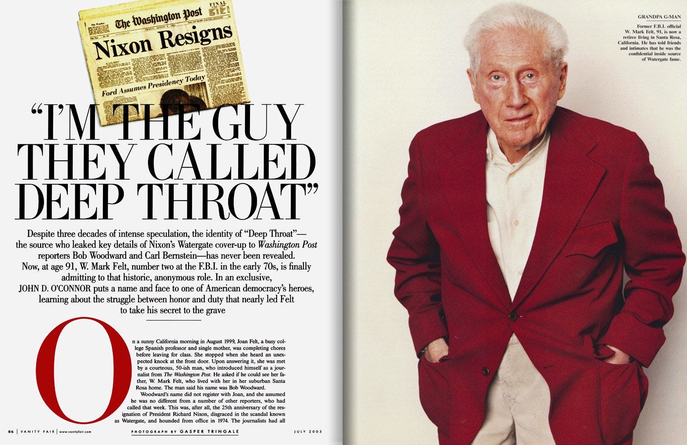W. Mark Felt Reveals Himself as Deep Throat, Ends Years of Post-Watergate  Speculation | Vanity Fair