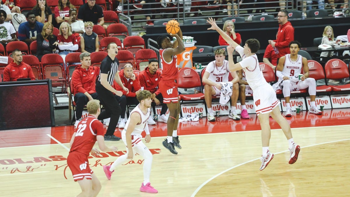 Wisconsin basketball center Riccardo Greppi had a standout performance during his team's annual intra-squad scrimmage Wisconsin basketball center Riccardo Greppi had a standout performance during his team's annual intra-squad scrimmage