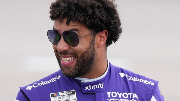 Sep 6, 2026; Darlington, South Carolina, USA;  23XI Racing driver Bubba Wallace (23) during pre-race activities before the Southern 500 at Darlington Raceway.  Jim Dedmon-Imagn Images