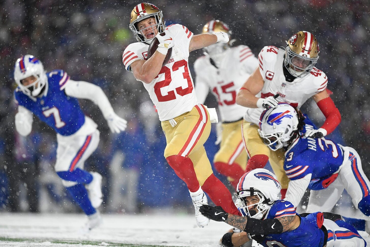 Christian McCaffrey's season 'potentially' over after knee injury in 49ers' loss to Bills