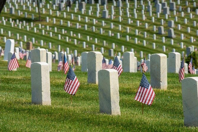 Small American flags at Arlington National Cemetery, Washington D.C.