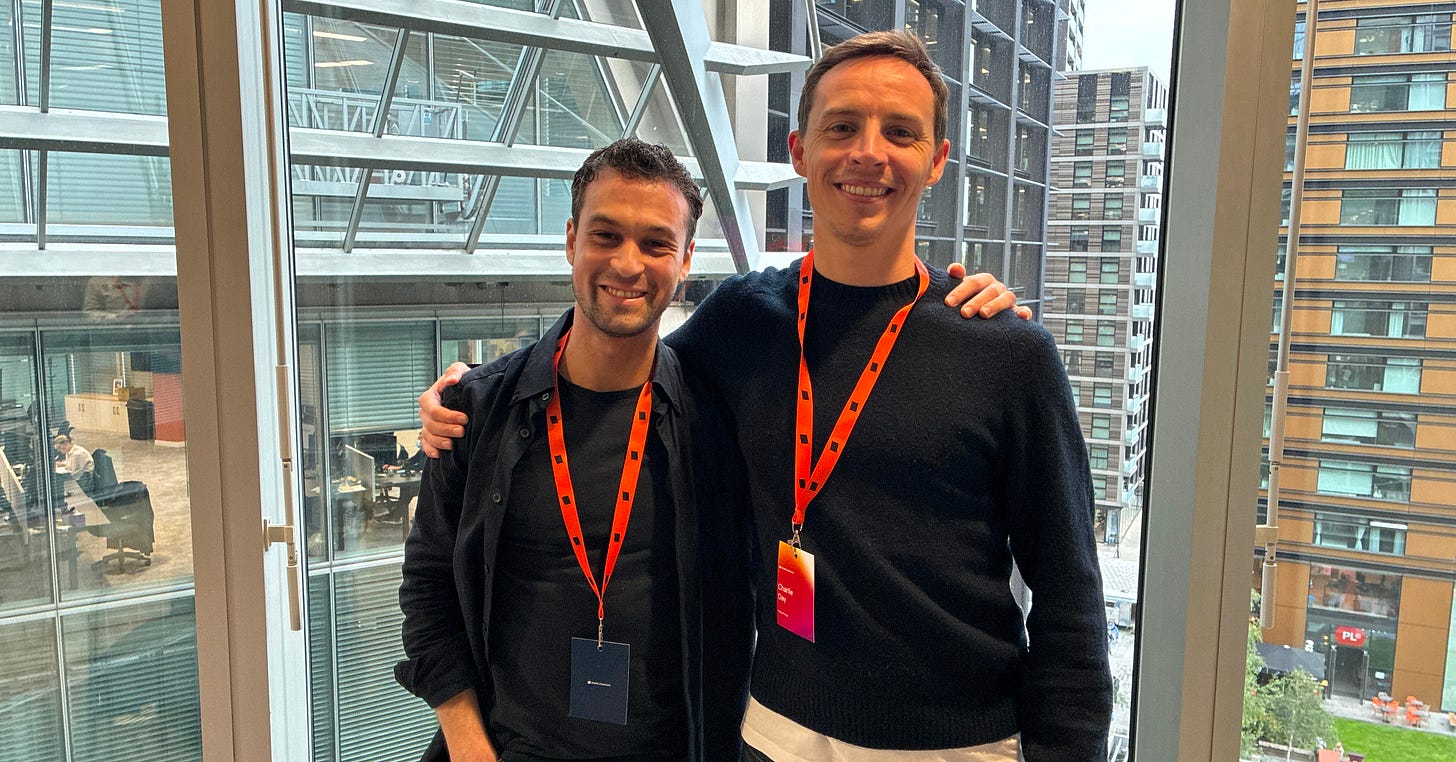 Ilai Szpiezak, and Charlie Day, Co-Founders of Pretty Prompt at Stripe's Event