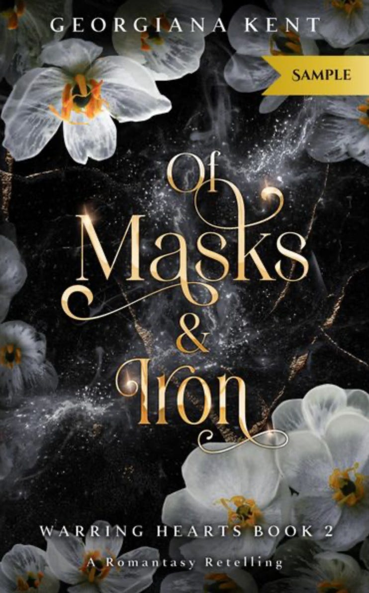 Of Masks and Iron book cover, sample available to download. Of Masks and Iron book cover, sample available to download.