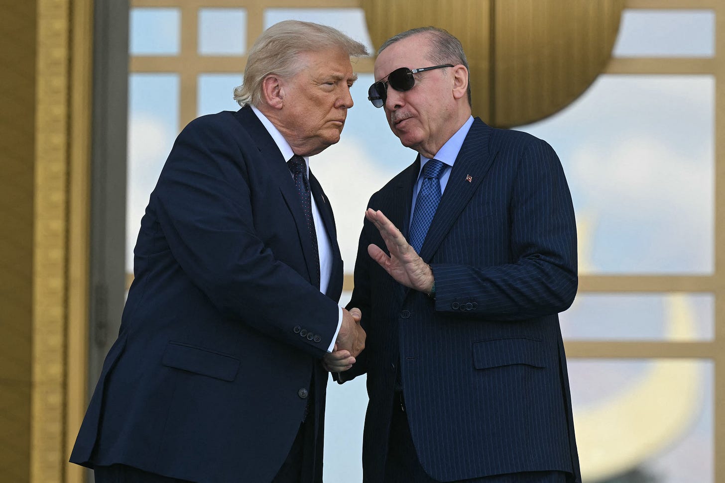 Turkish President Recep Tayyip Erdogan (R) shakes hands with US President Donald Trump during a state arrival ceremony at Bestepe Presidential Compound in Ankara, on July 7, 2026, on the sidelines of the NATO Summit. Turkish President Recep Tayyip Erdogan (R) shakes hands with US President Donald Trump during a state arrival ceremony at Bestepe Presidential Compound in Ankara, on July 7, 2026, on the sidelines of the NATO Summit.