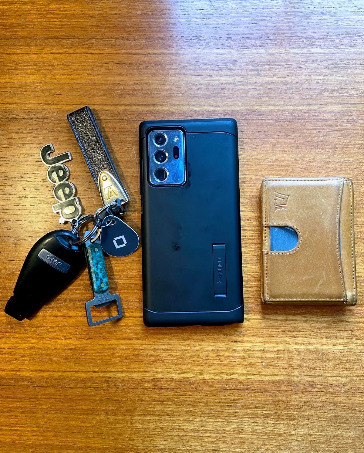 Phone, wallet, keys