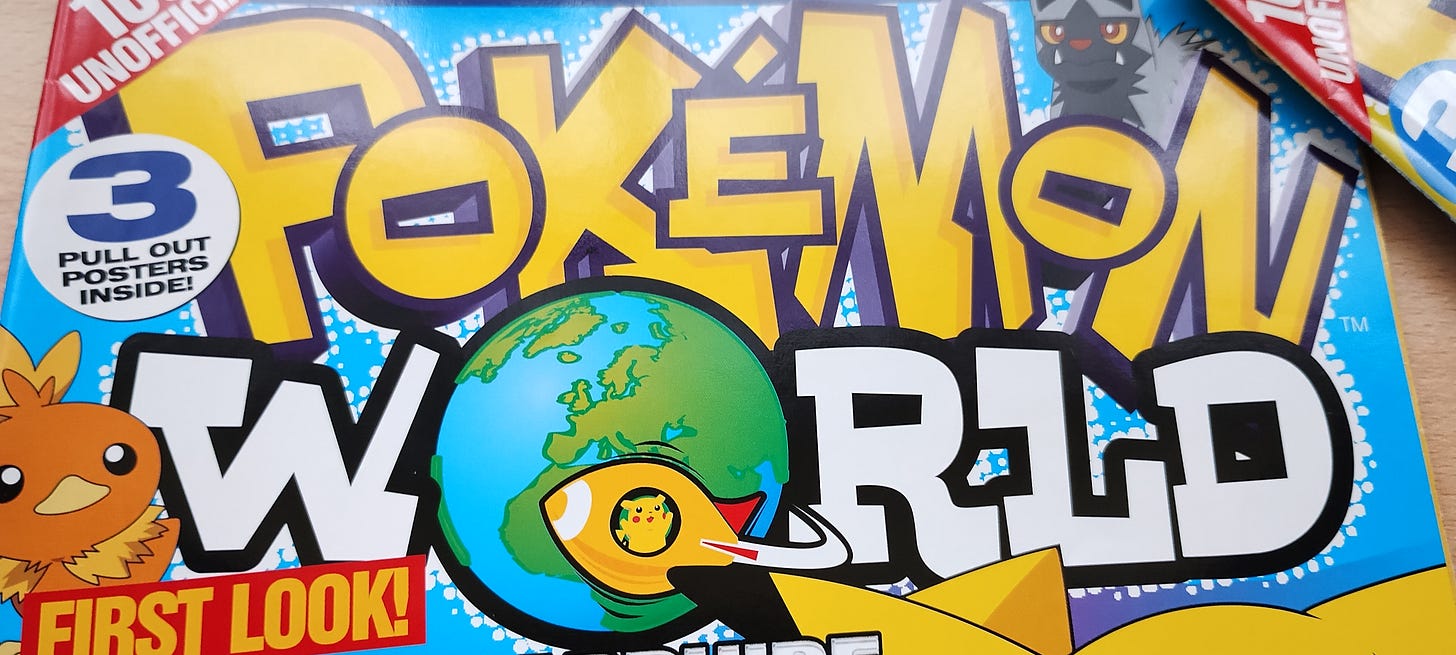 The Pokémon World Magazine logo, present on each magazine up until issue 124, before it was renamed Pocket World The Pokémon World Magazine logo, present on each magazine up until issue 124, before it was renamed Pocket World
