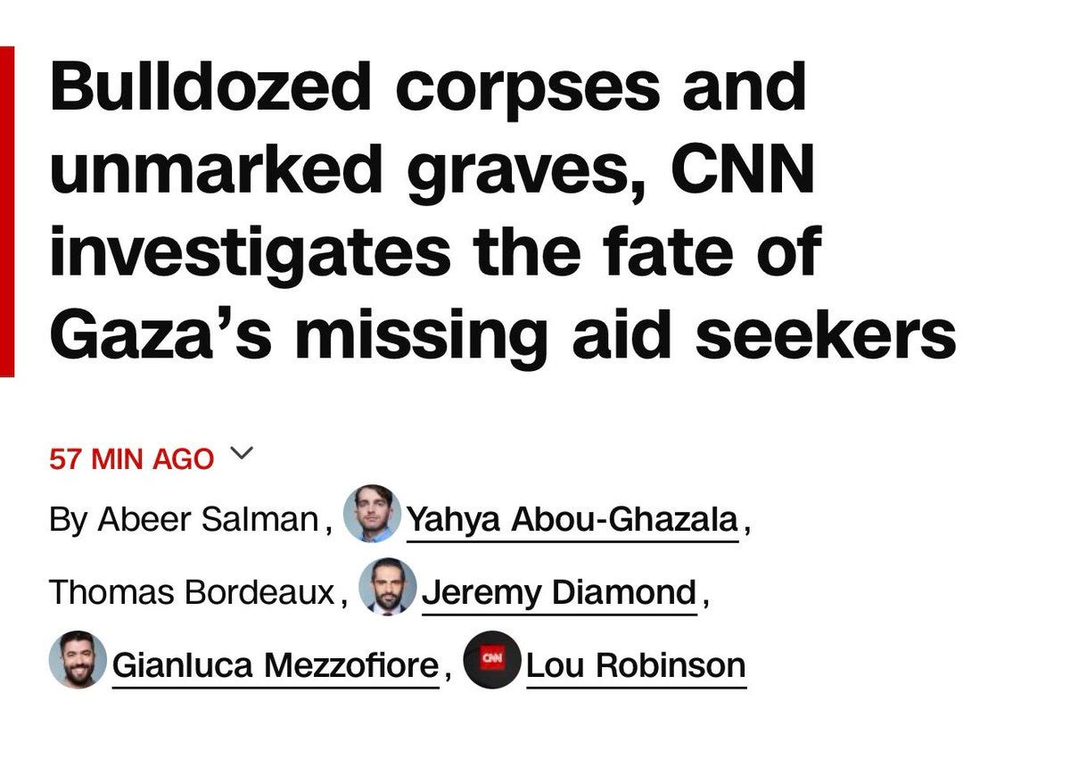 RT @AbeerSalmanCNN: A CNN investigation now points to the Israeli military bulldozing the bodies of some of those killed near the crossing… RT @AbeerSalmanCNN: A CNN investigation now points to the Israeli military bulldozing the bodies of some of those killed near the crossing…