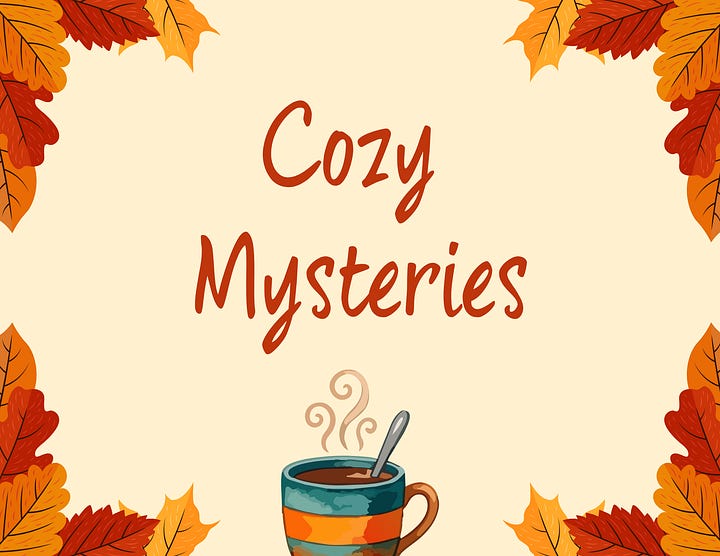 Display flyers for "Cozy Mysteries" and "Nove You See Them"